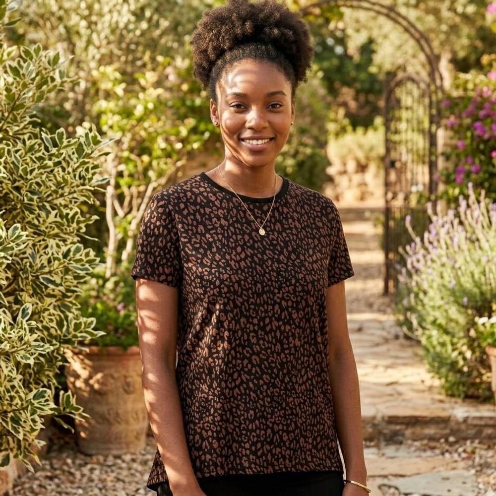 Zara Leopard Print Short Sleeve Tee Animal Print Elevated Basics Summer Capsule